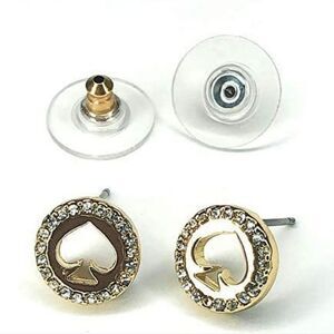 Kate Spade Spot The Spade Gold Stud Earrings with Crystals